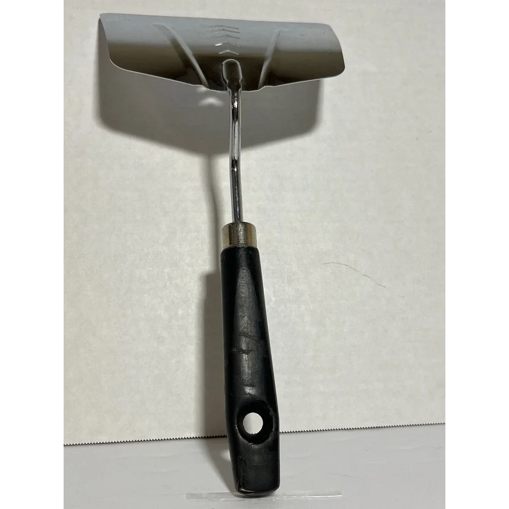 Vintage Androck USA Wide Slotted Spatula Stainless Steel Black Handle Chevron